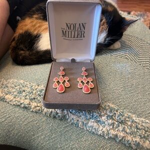 Nolan Miller Pink and Gold Drop Earrings